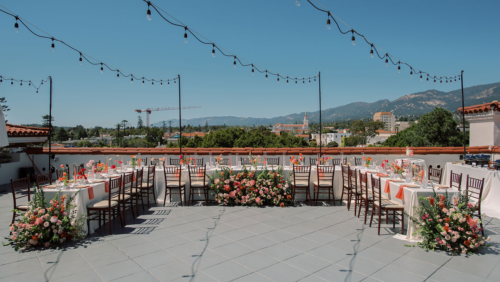 Rooftop ceremony set-up at Canary
