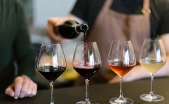 Wine flight with 4 wines